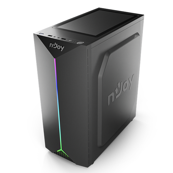 NJOY Ház Midi ATX ANIL Tápegység nélkül USB2.0+3.0 Fekete RGB