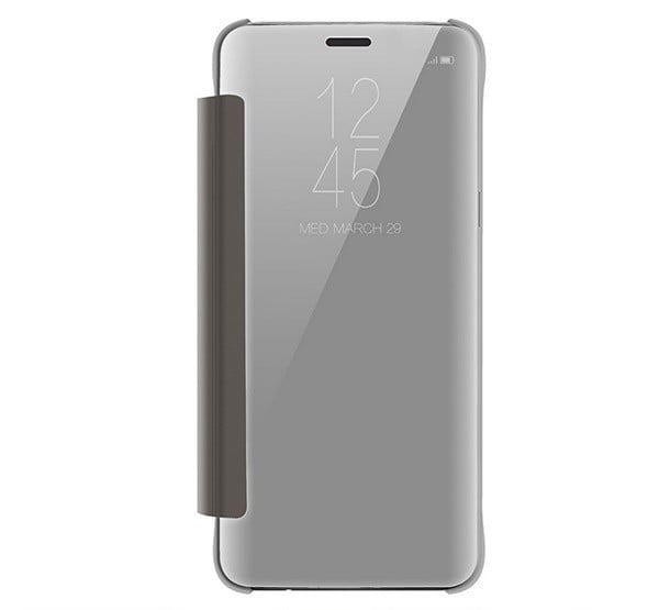 Tok álló (aktív FLIP, oldalra nyíló, asztali tartó funkció, tükrös felület, Mirror View Case) EZÜST [Samsung Galaxy S9 (SM-G960)]