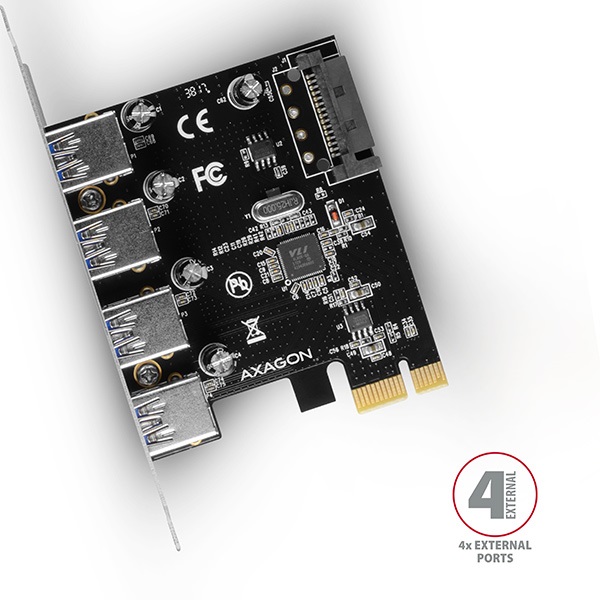 Axagon 4x USB 3.2 Gen1 bővítő kártya PCIe (PCEU-430VL)