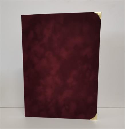 Oklevéltartó A4 exkluzív plüss  4 fém sarokkal Bordó