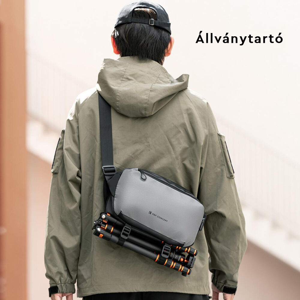 K&F Concept Alpha Sling 10L, fotós oldaltáska, fekete szürke K&F Concept Alpha Sling 10L, fotós oldaltáska, fekete szürke