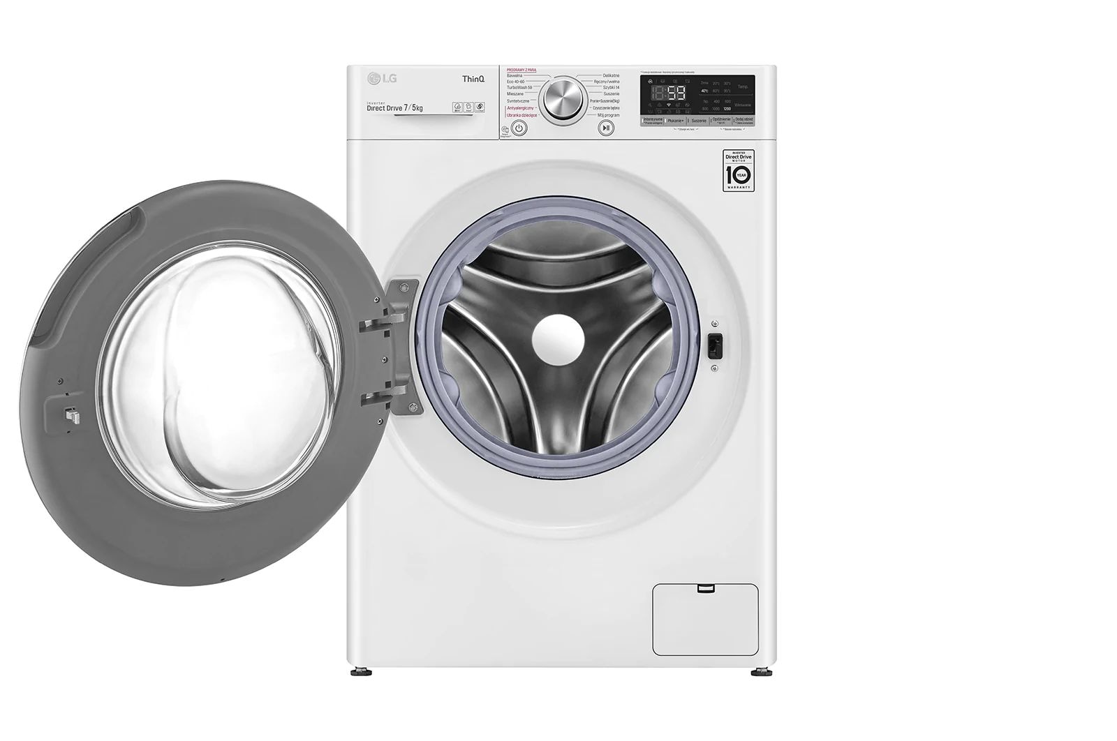 LG F2DV5S7S1E Elöltöltős mosó- és szárítógép – 7 kg, 1150 ford./perc, D Energiaosztály, AI DD, LG Steam technológia, ThinQ technológia