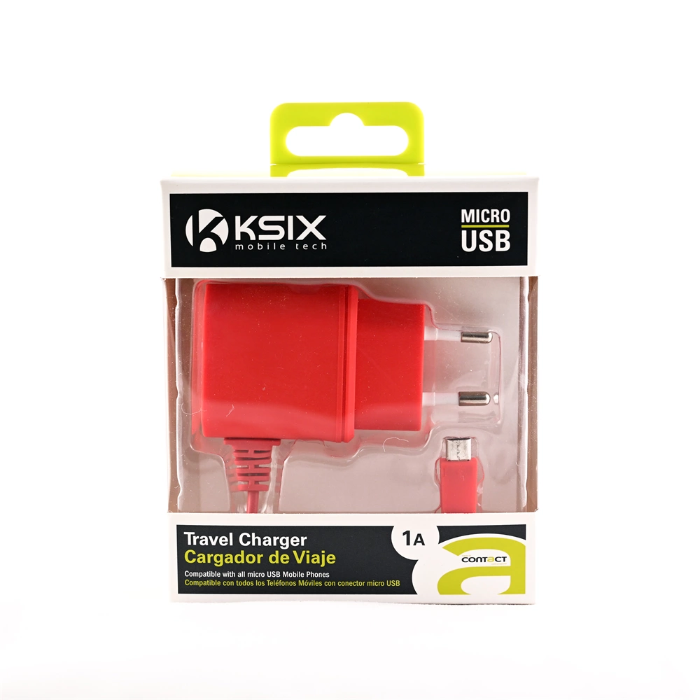 KSIX Fali töltő micro USB-vel  1A korall
