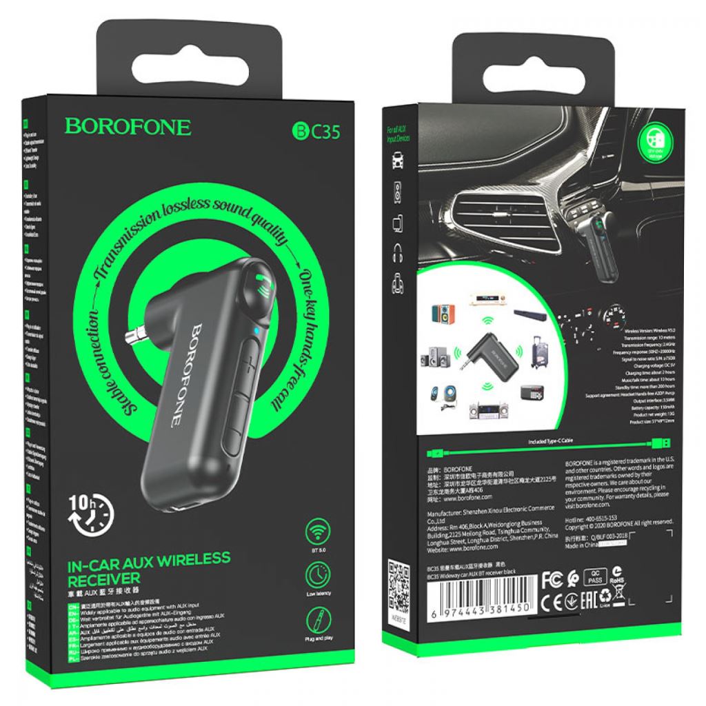 BOROFONE BC35 Bluetooth Transzmitter Black
