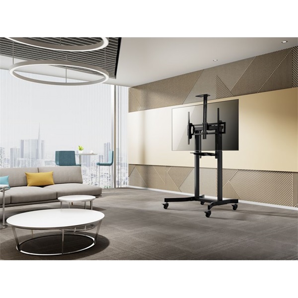 Equip 650633  55"-100" álló  dönthető  állítható magasság  gurulós  motoros Max.:120kg TV állvány   Fekete 