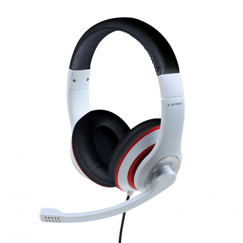 Gembird MHS-03-WTRDBK sztereó headset fekete-fehér-piros Gembird MHS-03-WTRDBK sztereó headset fekete-fehér-piros