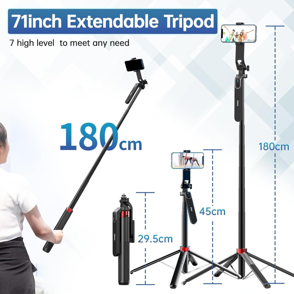 Ulanzi MA09 v2 selfie állvány  monopod telefonokhoz  bluetooth kioldó  180cm max magasság