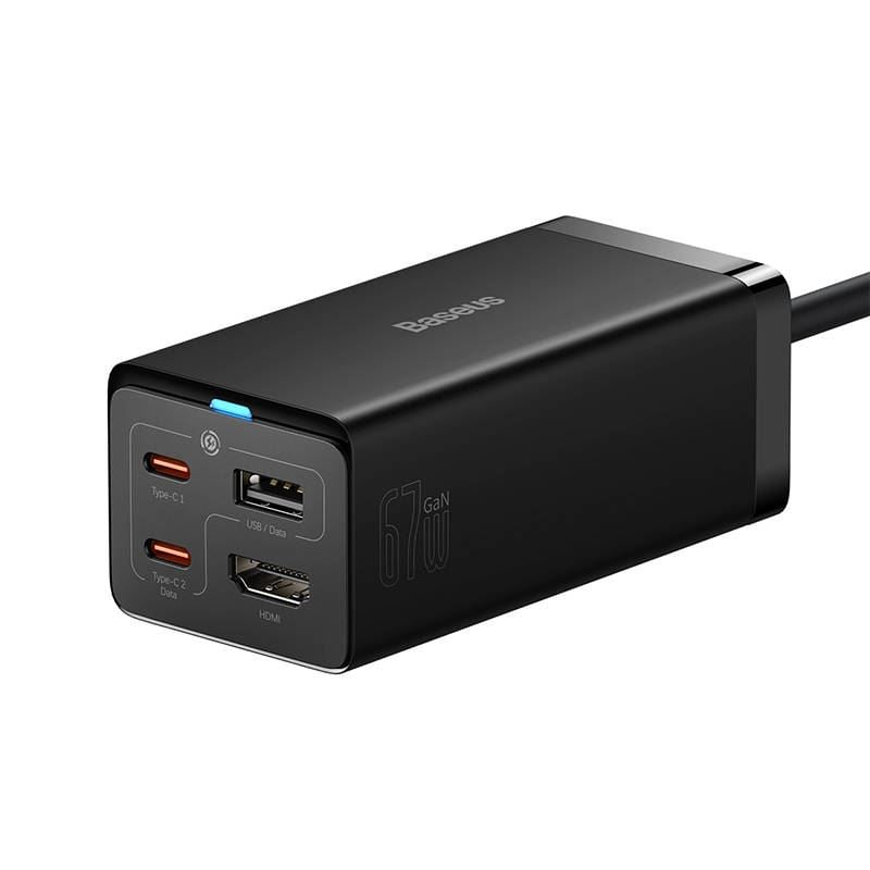 Baseus GaN5 Pro töltő 2xUSB-C + USB + HDMI 67W fekete (CCGP110201) Baseus GaN5 Pro töltő 2xUSB-C + USB + HDMI 67W fekete (CCGP110201)