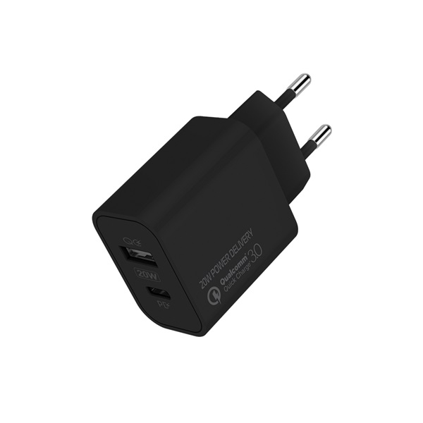 COLORWAY USB töltő adapter (Type-C PD + USB QC3.0) (20W) V2 Fekete COLORWAY USB töltő adapter (Type-C PD + USB QC3.0) (20W) V2 Fekete