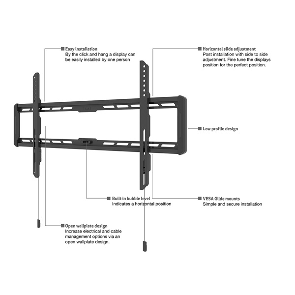 Multibrackets L  fix 40-85"  fali rögzítő konzol Fekete