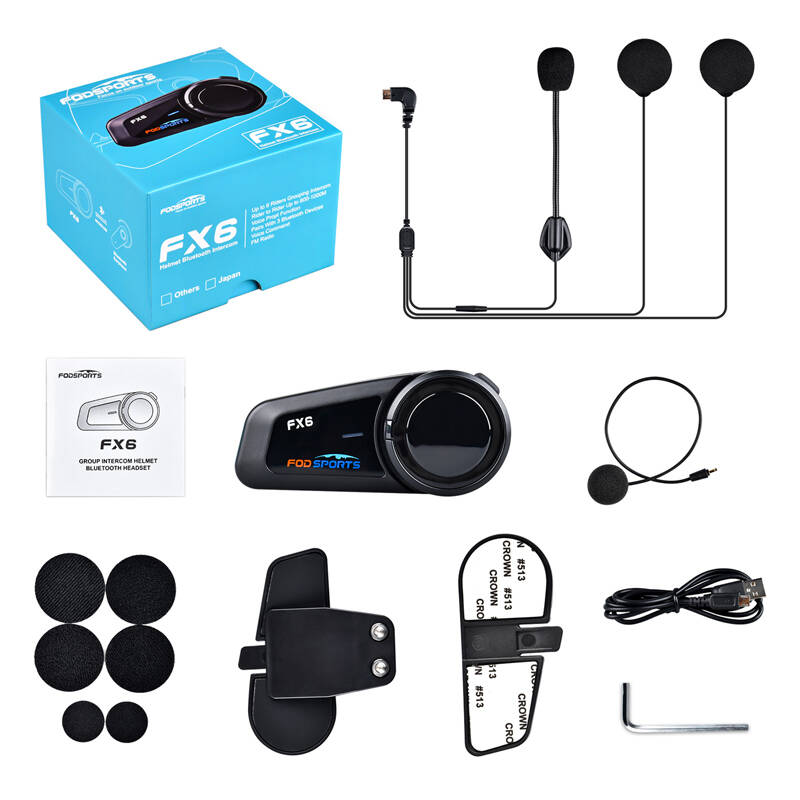 Fodsports FX6 motorkerékpár intercom Fekete 