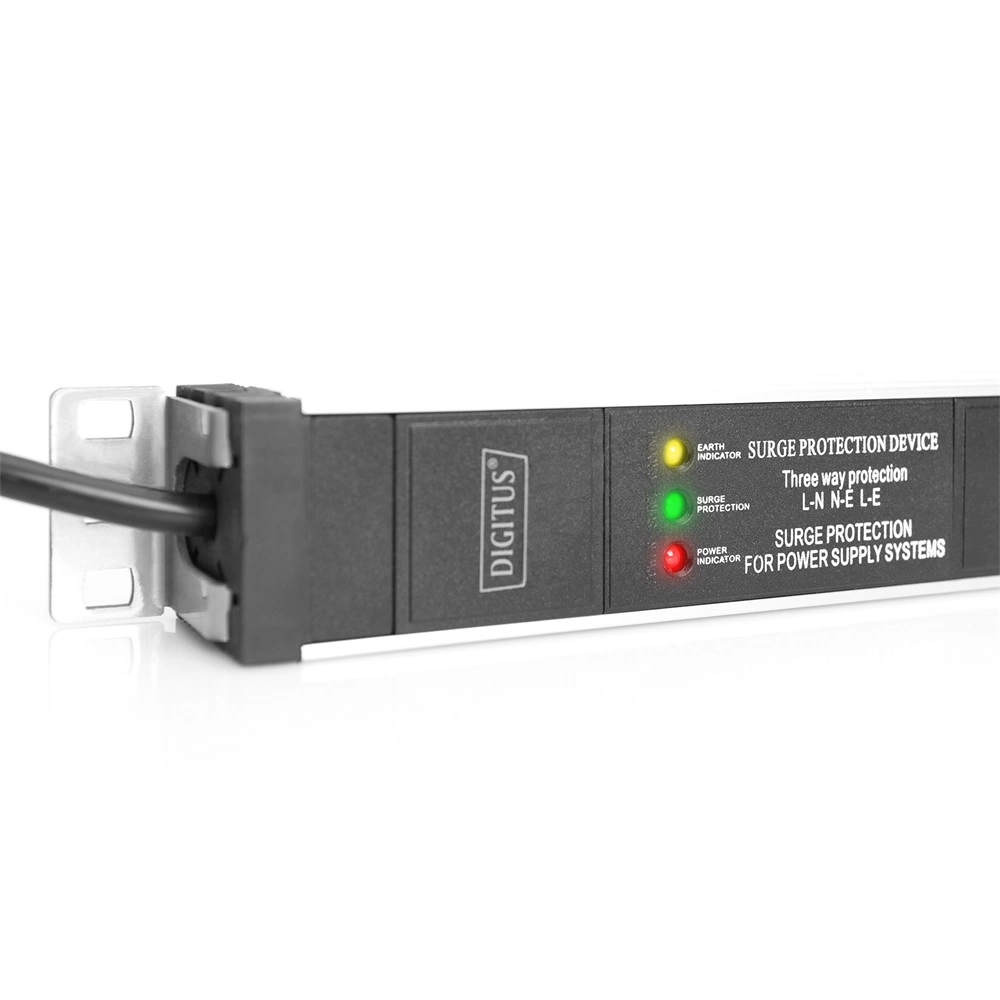 DIGITUS 1U rack alumínium 7 schuko dugaljas hálózati elosztó