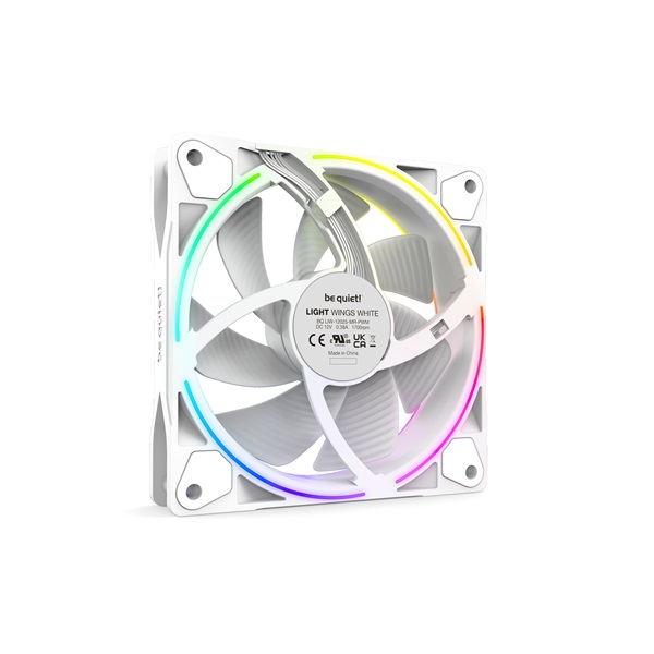 Be Quiet! Cooler 12cm  LIGHT WINGS WHITE 120mm PWM Triple Pack RGB 1700rpm 20,6dB Fehér 