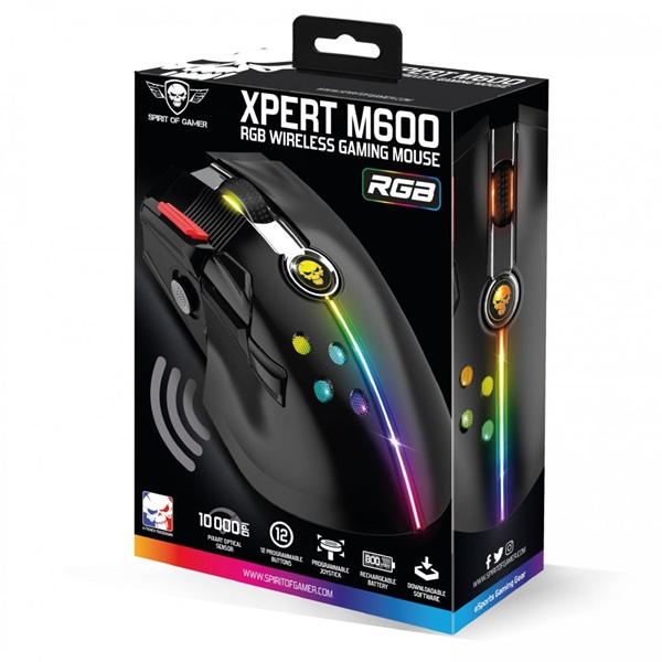 Spirit Of Gamer XPERT-M600 vezeték nélküli optikai Gaming egér fekete (S-XM600RF)