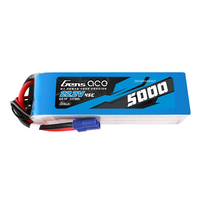 LiPo Gens ace G-Tech 5000mAh 22.2V 45C 6S1P battery with EC5 plug LiPo Gens ace G-Tech 5000mAh 22.2V 45C 6S1P battery with EC5 plug