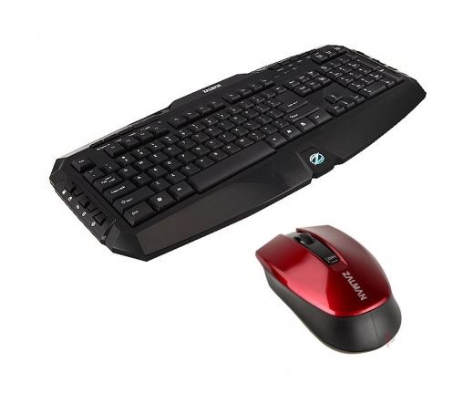Zalman ZM-K300M US billentyűzet + ZM-M520W vezeték nélküli optikai egér piros-fekete