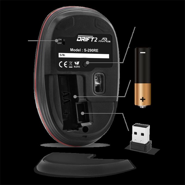 Advance DRIFT 2 1600 DPI Egér vezeték nélküli piros Advance DRIFT 2 1600 DPI Egér vezeték nélküli piros