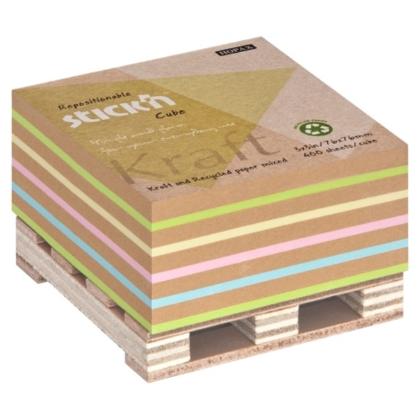 Stick`N KraftCube 76x76mm 400lap újrahasznosított színes öntapadó jegyzettömb Stick`N KraftCube 76x76mm 400lap újrahasznosított színes öntapadó jegyzettömb
