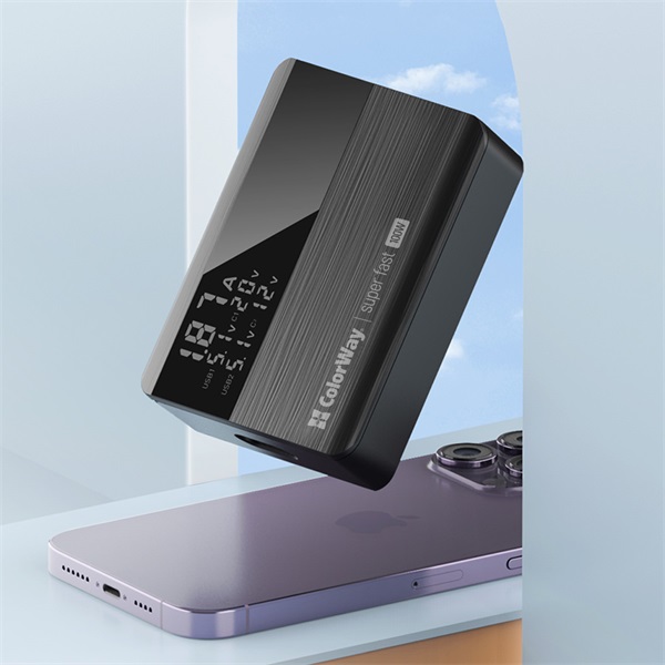COLORWAY CW-CHS041PD-BK AC Charger Power Delivery GaN 2USB-A + 2USB TYPE-C 100W USB töltő Fekete  