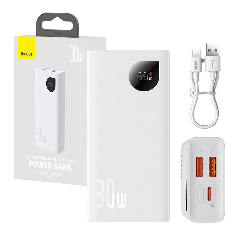 Fast Charge Power Bank Baseus Adaman2 10000mAh 30W White