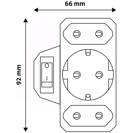 Entac EPAG-1EE2E-SW HÁLÓZATI ADAPTER 3 ALJZAT (1 FÖLDELT, 2 EURO) KAPCSOLÓVAL