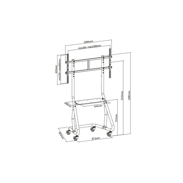 Equip 650609 60"-105" álló gurulós Max.:100kg TV állvány Fekete Equip 650609 60"-105" álló gurulós Max.:100kg TV állvány Fekete