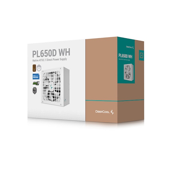 DeepCool 650W  PL650-D WH  80 Plus Bronze ATX3.0  Aktív PFC  12cm Tápegység Fehér 