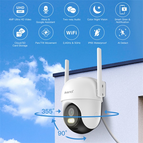 Arenti OP1 4MP 4mm kültéri IR10m IP wifi PT dómkamera Arenti OP1 4MP 4mm kültéri IR10m IP wifi PT dómkamera