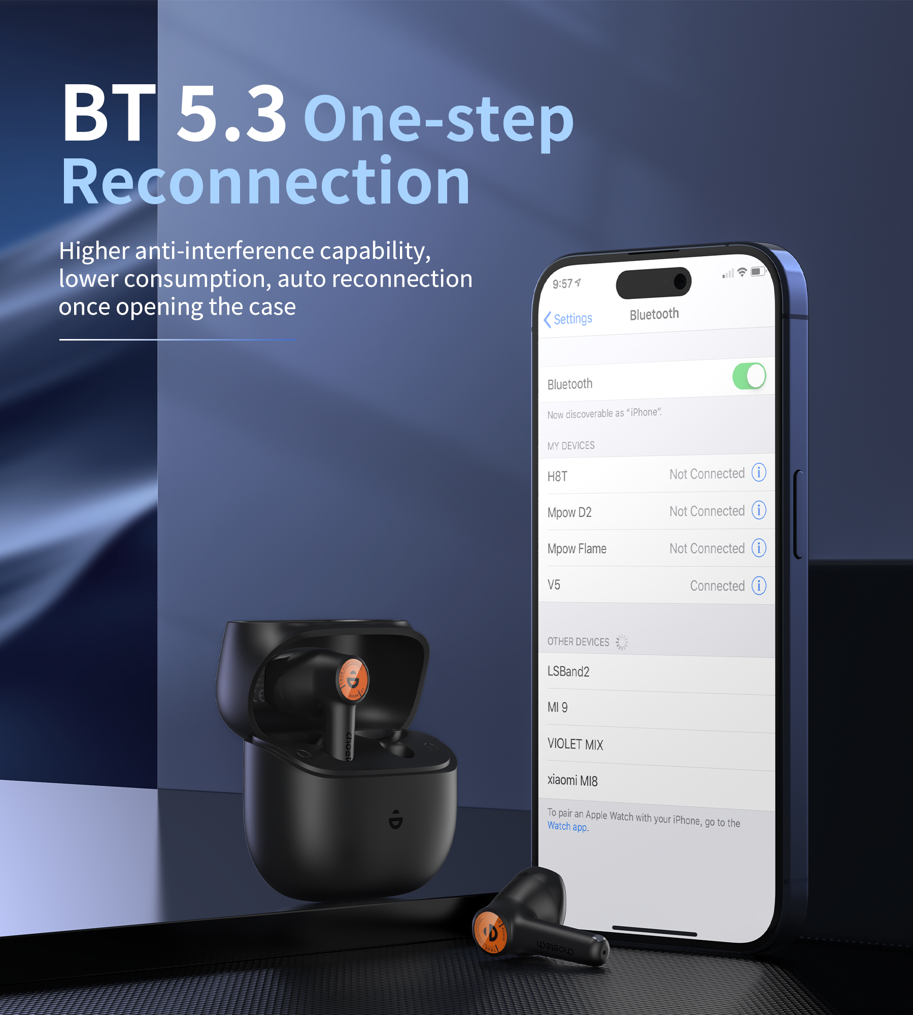 Choetech BH-T19 TwinkleMinis ENC TWS Fülhallgató Fekete  