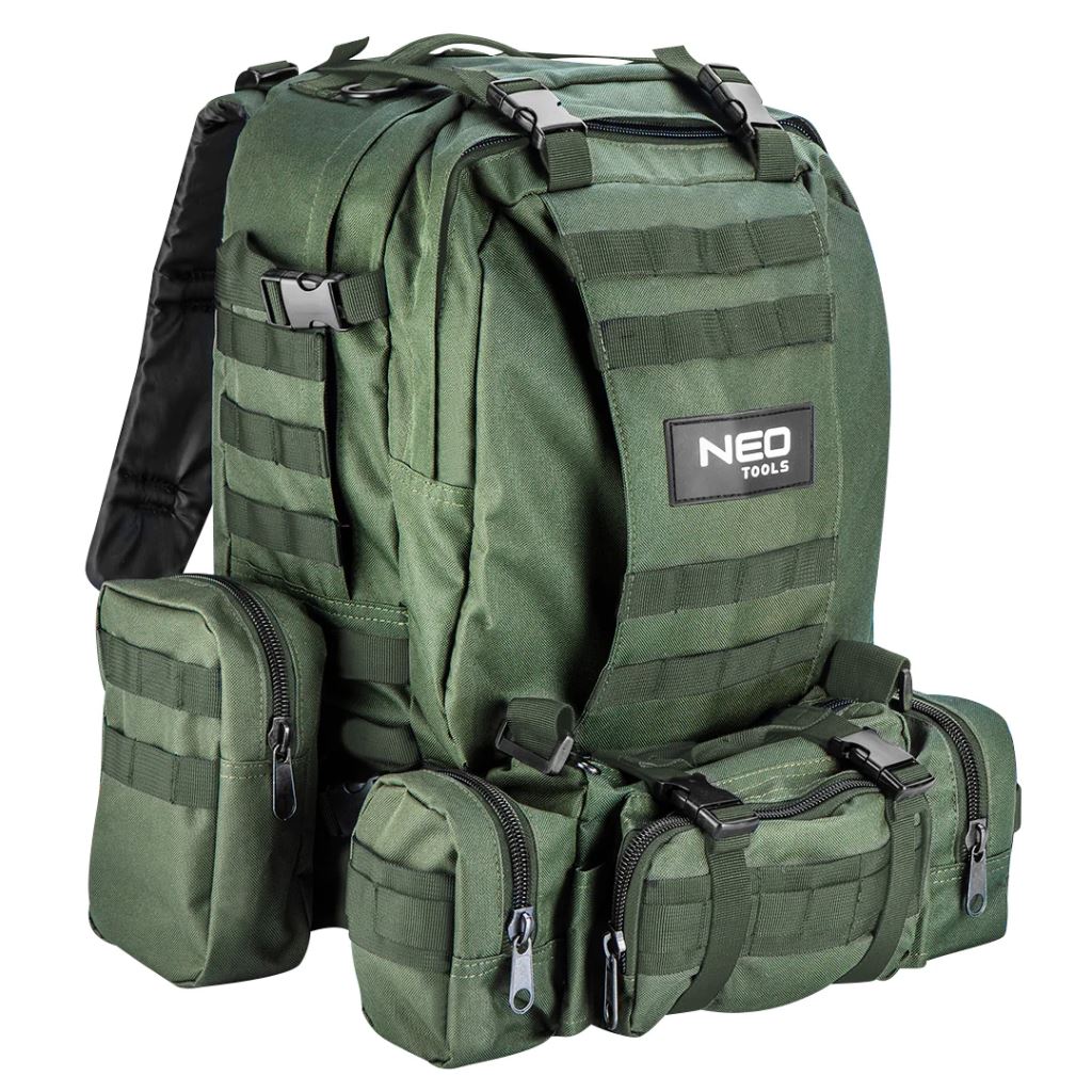 NEO Tools 84-326 4az1-ben túra hátizsák kistáskákkal 40liter sötétzöld  