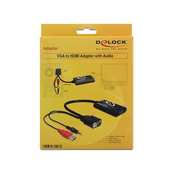 Delock VGA - HDMI adapter audióval (62408)