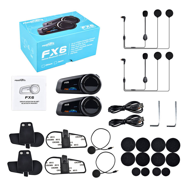 Fodsports FX6 motorkerékpár intercom két darabos csomag Fekete 