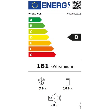 Whirlpool WHC18D011A2 Beépíthető alulfagyasztós hűtőszekrény