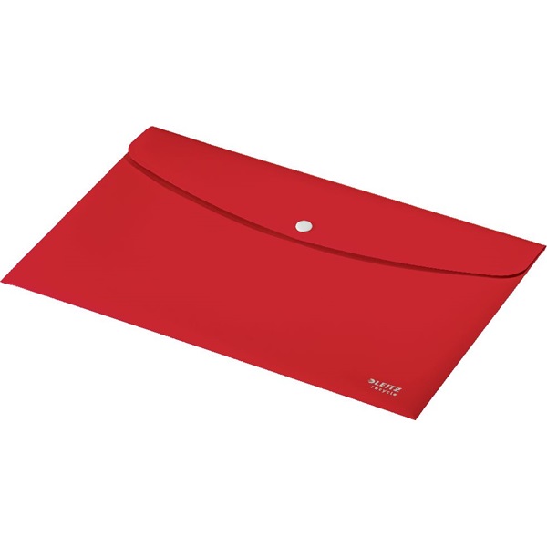 Irattartó tasak, A4, PP, patentos, LEITZ "Recycle", piros