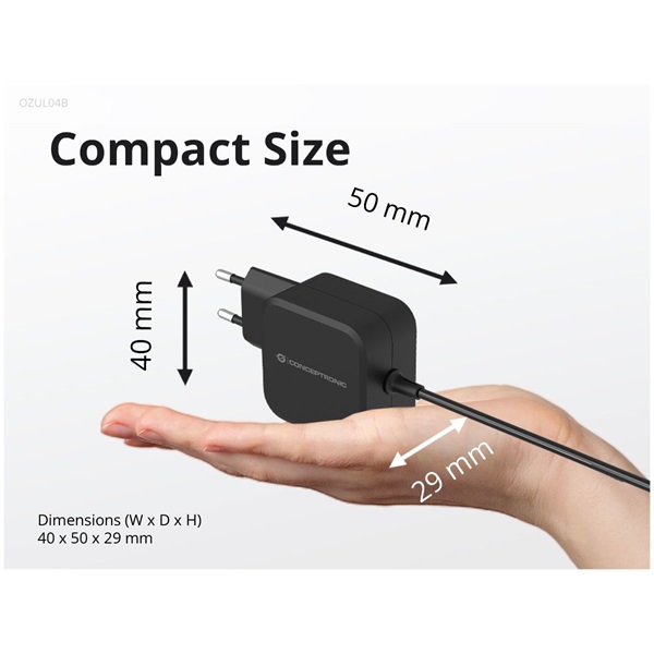 Conceptronic OZUL04BE USB-C 67W 3,3-21V 1,8m Univerzális Töltő adapter Fekete Conceptronic OZUL04BE USB-C 67W 3,3-21V 1,8m Univerzális Töltő adapter Fekete
