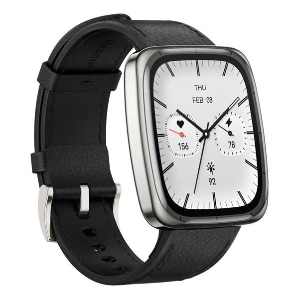 Amazfit Active 2 (Square) Black Leather Permium NFC okosóra Fekete