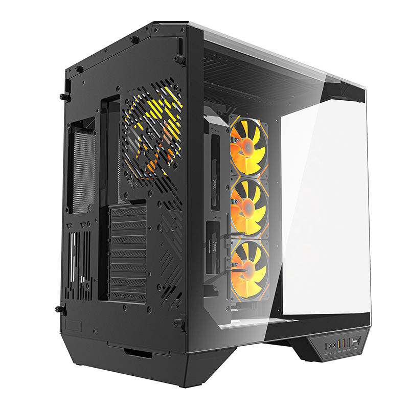 Darkflash DY470 számítógépház  + 4 ventilátor + GPU konzol Fekete