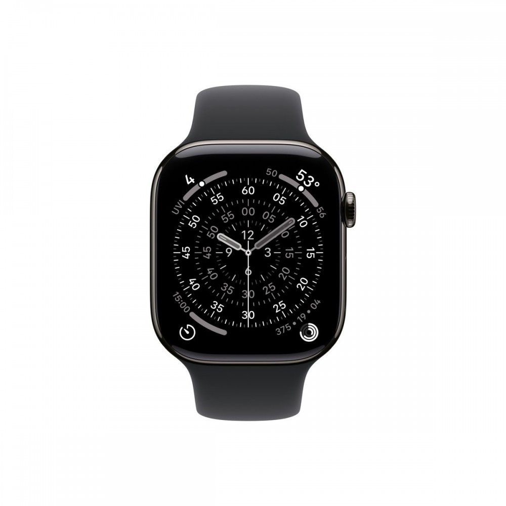 Apple Watch S11 Cellular 42mm szürke titántok fekete sport M/L
