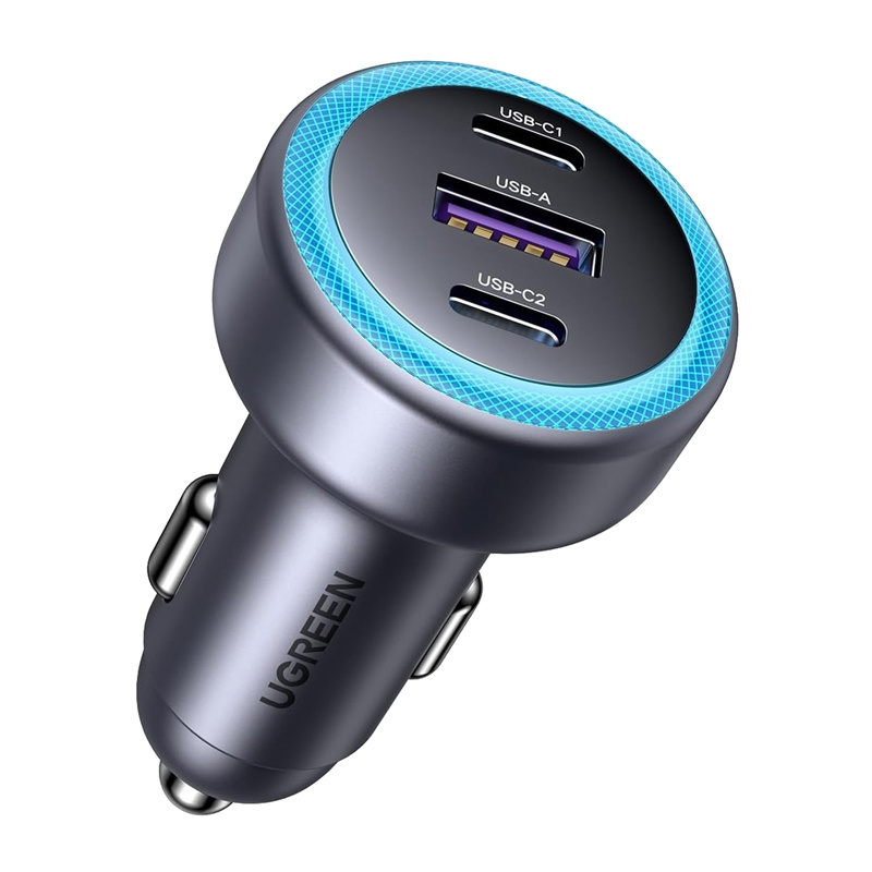 UGREEN EC307   USB + 2X USB-C, 30W Autós töltő Fekete 