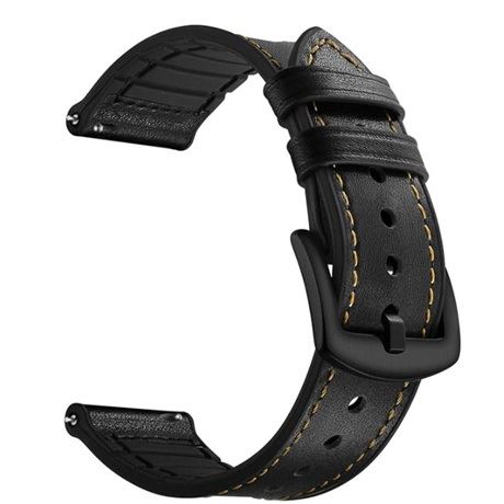 Mybandz kívül bőr, belül szilikon óraszíj 22mm, fekete (22SKU6800)