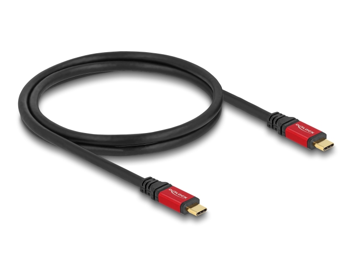 Delock USB 2.0 kábel USB Type-C apa - apa PD 3.1 240 W E-Marker 1 m piros fém (80050) Delock USB 2.0 kábel USB Type-C apa - apa PD 3.1 240 W E-Marker 1 m piros fém (80050)