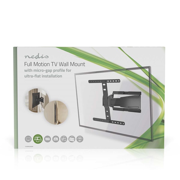 Nedis TVWM5560BK 43"- 90" LCD TV / monitor fali tartókonzol, maximum 50 kg, forgatható / dönthető, 2 forgáspont