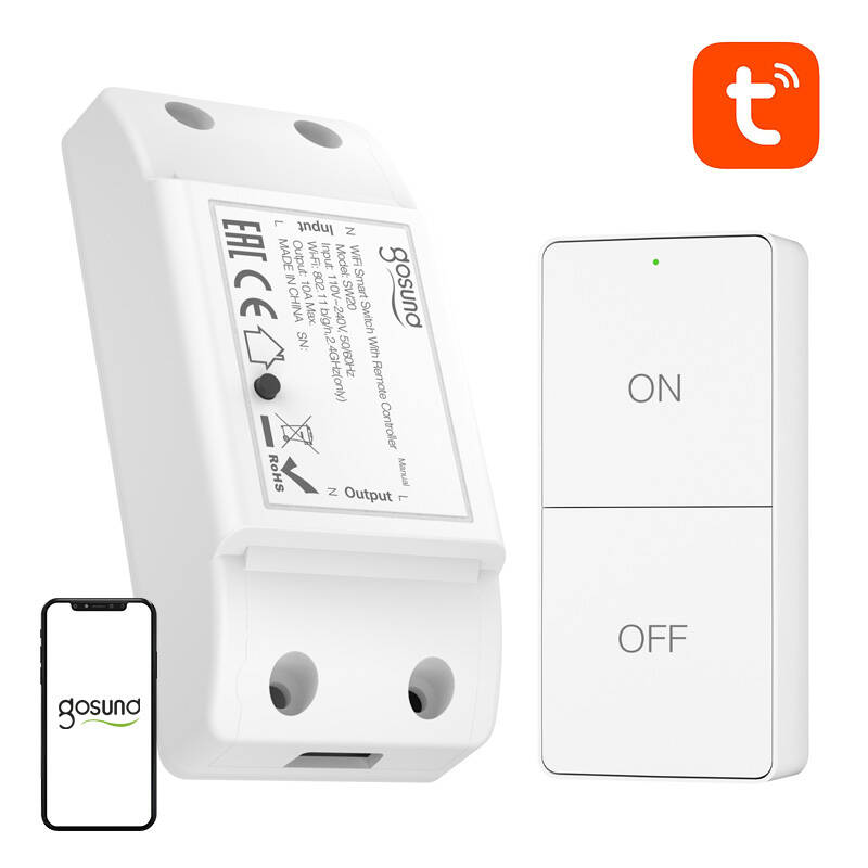 Gosund SW20 10A WiFi-s intelligens kapcsoló + távirányító  Tuya
