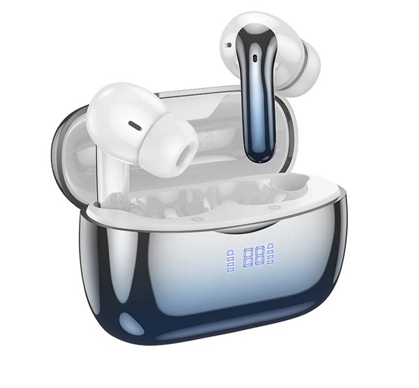 Hoco EQ16 bluetooth fülhallgató SZTEREO (v5.3, TWS, mikrofon, LED kijelző, aktív zajszűrő + töltőtok) FEKETE/SÖTÉTKÉK (EQ16_BL)