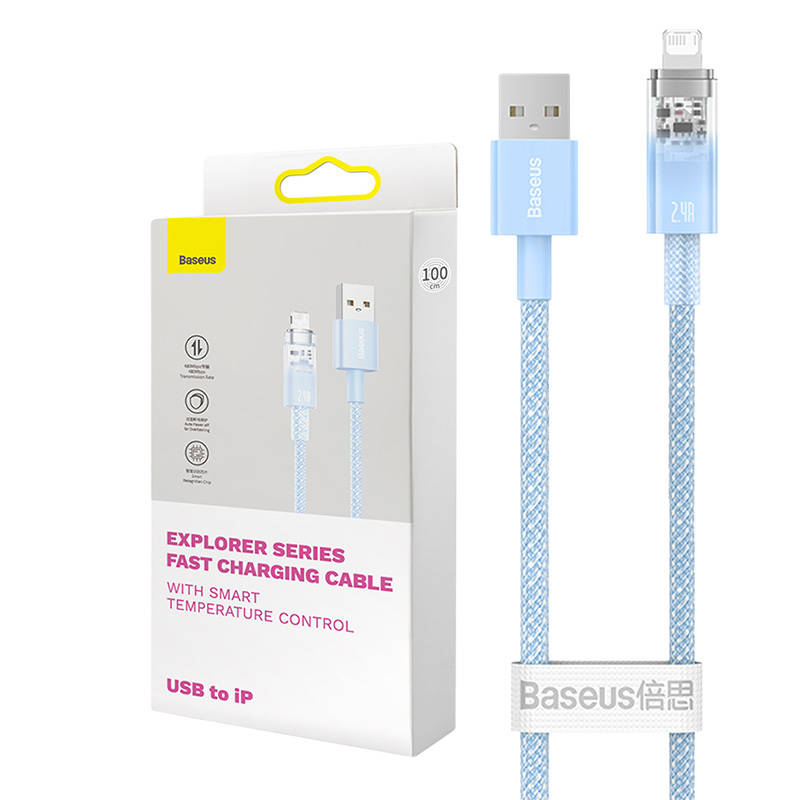 Fast Charging cable Baseus USB-A to Lightning  Explorer Series 2m, 2.4A (blue)