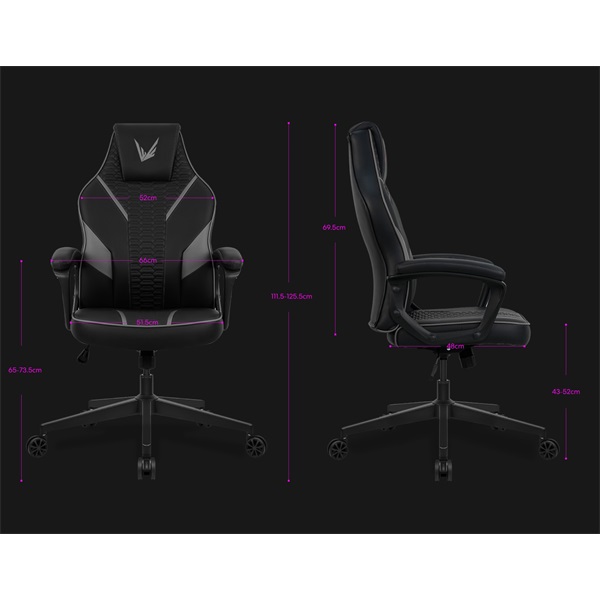 Formula  VC1 Lite RacerPU állítható magasság áll. kartámasz  Max.: 125kg teherbírás Gamer szék Fekete