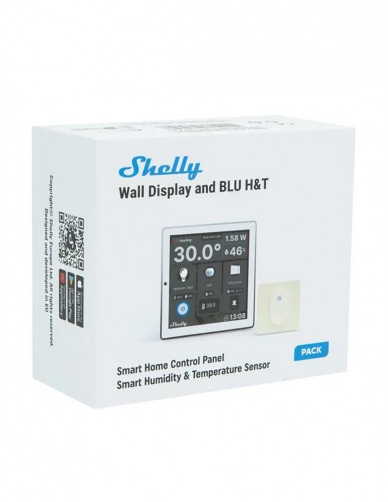 Shelly Wall Display WiFi Bt HT szenzorral vezérlőpanel Fehér