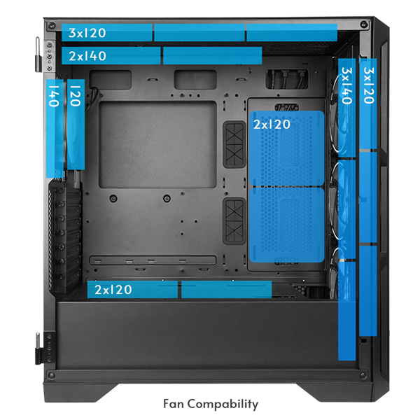 CHIEFTEC  Gaming APEX GA-01B-TG-OP ATX RGB  4xRGB Ventillátor Edzett Üveg Számítógépház fekete