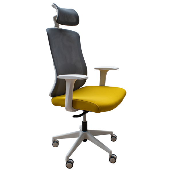 IRISOffice Aurora sárga/szürke ergonómikus, szövet-hálós irodai forgószék fej és háttámasszal