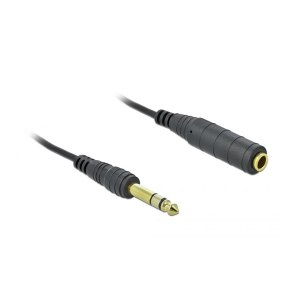 Delock 85938 2m sztereó jack 6,35mm 3 pin apa/anya fekete csavartkábel meghosszabbítás Delock 85938 2m sztereó jack 6,35mm 3 pin apa/anya fekete csavartkábel meghosszabbítás